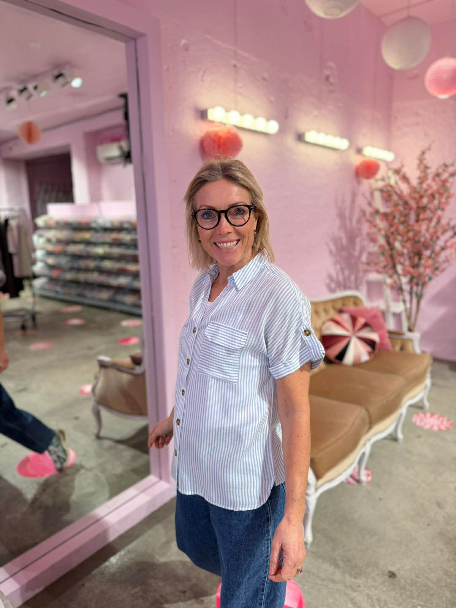 VMBUMPY Shirt - Lys Blå Strib / Snow White