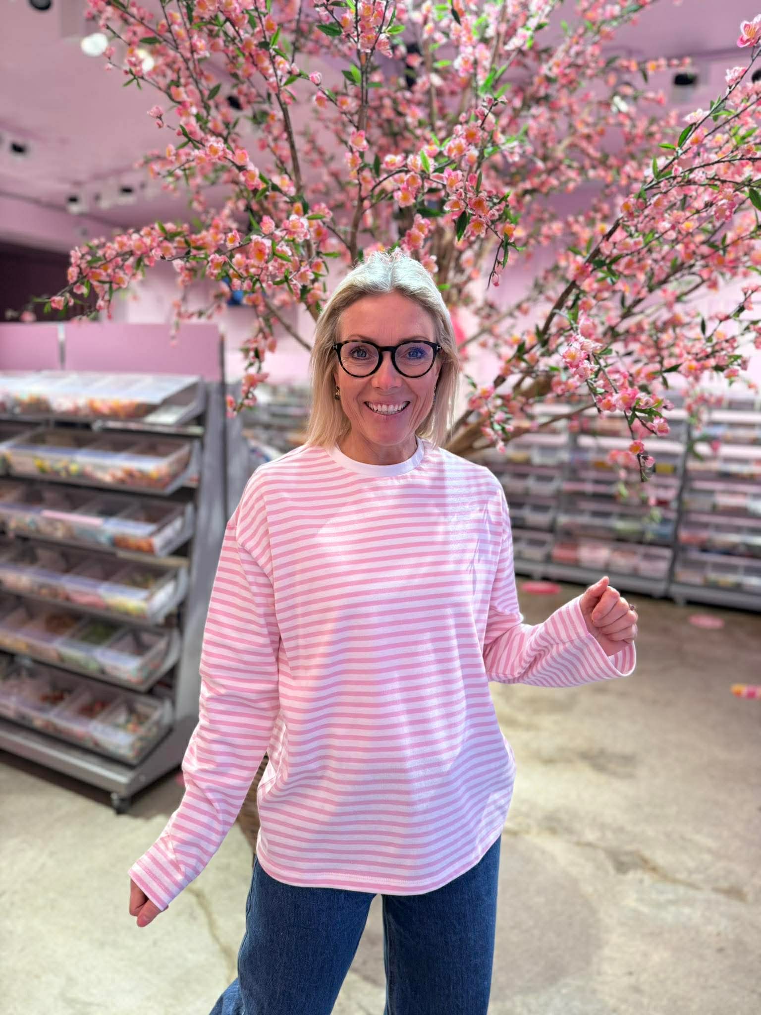 PCSADIE T-Shirt - Rosa Strib / Bright White