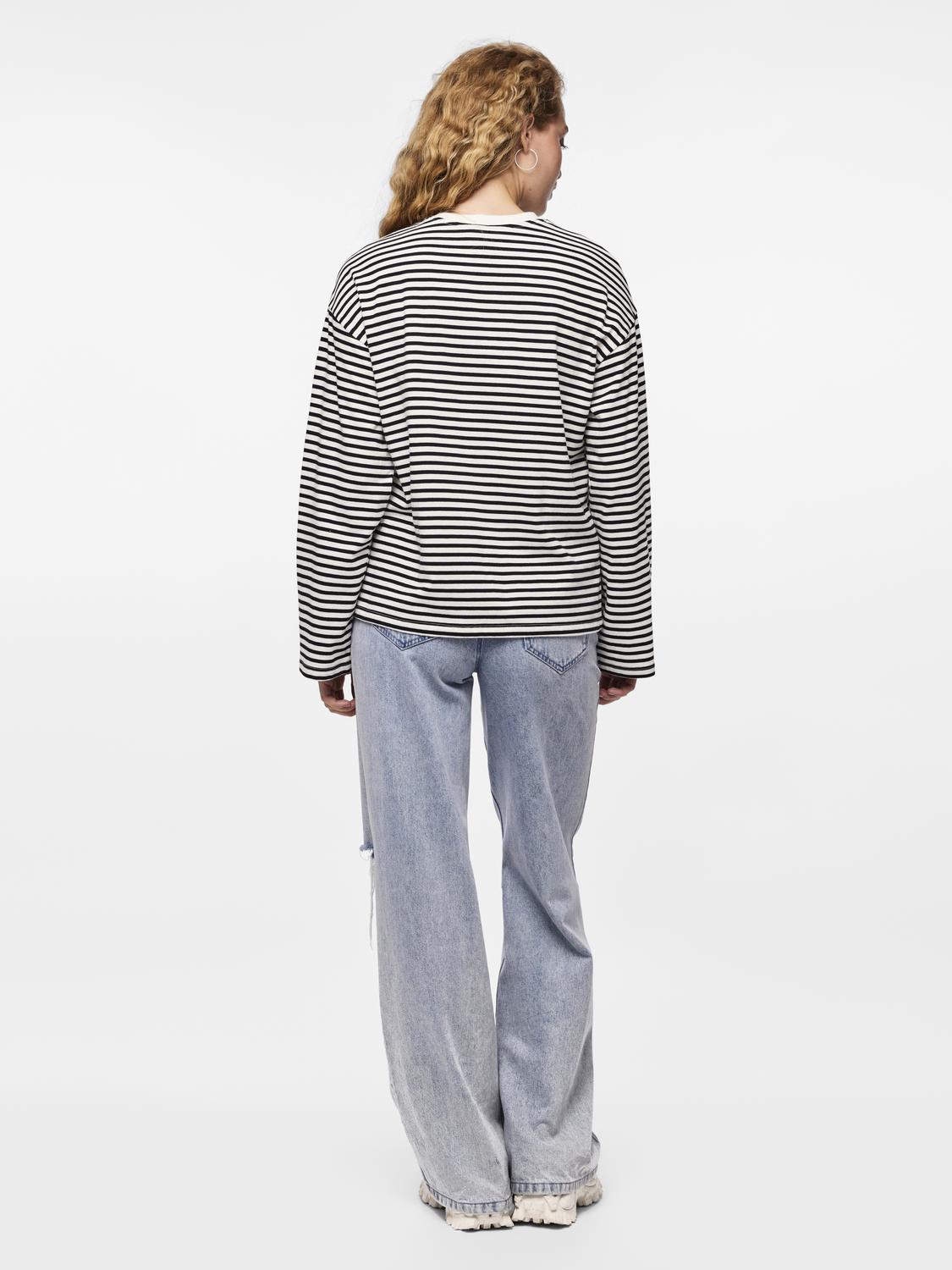 PCSADIE T-Shirt - Hvid m. sorte striber