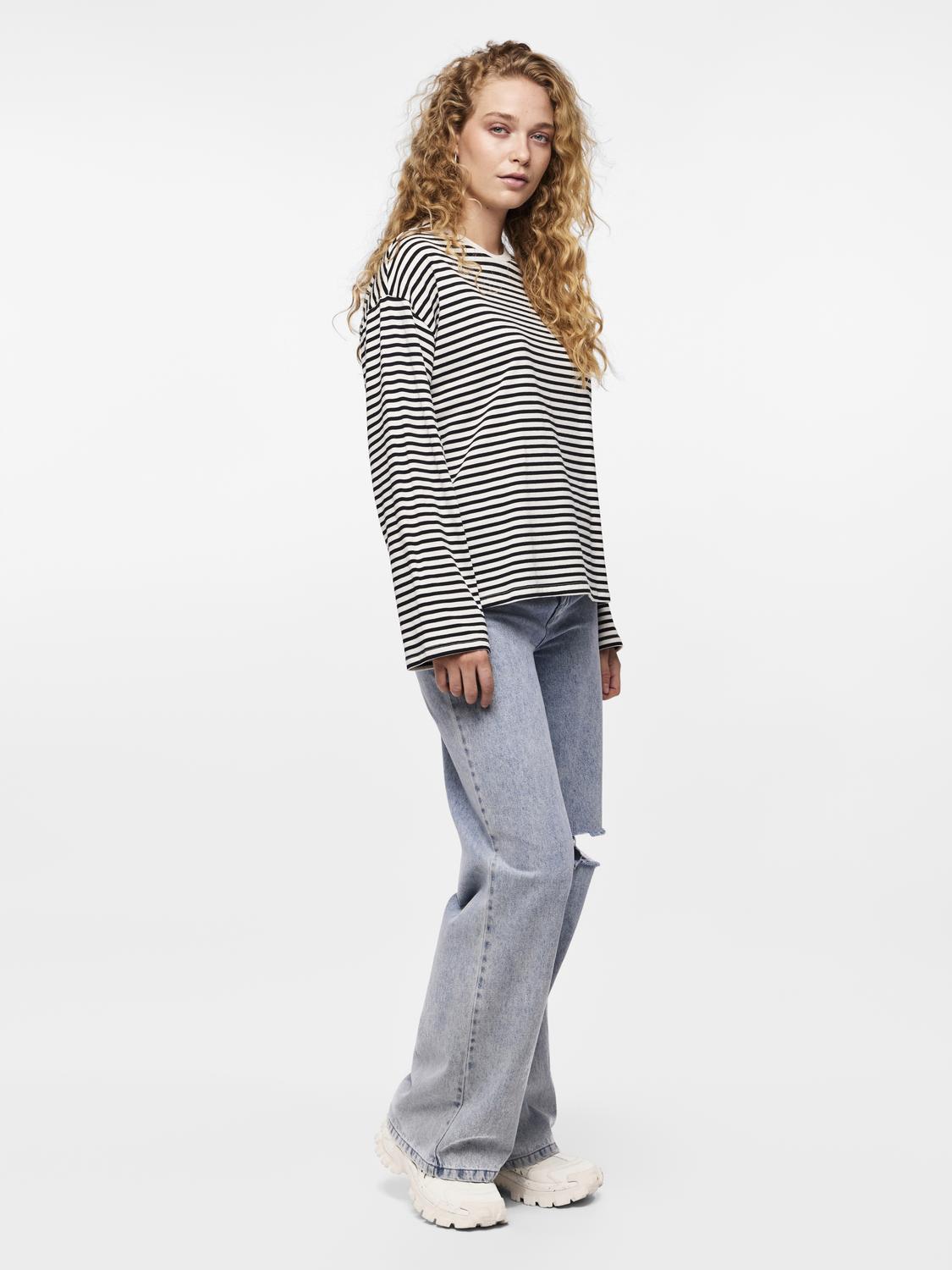 PCSADIE T-Shirt - Hvid m. sorte striber